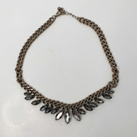 Marquis Cut Rhinestone Statement Choker Necklace - Picture 2 of 5
